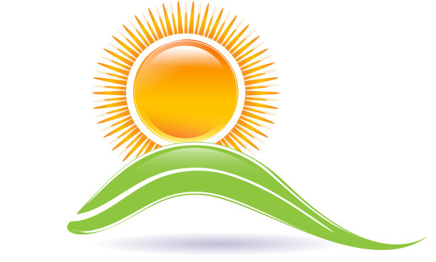 太阳和树叶的图标图片下载