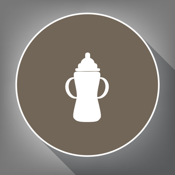 婴儿奶瓶标志白色图标上的棕色图片下载