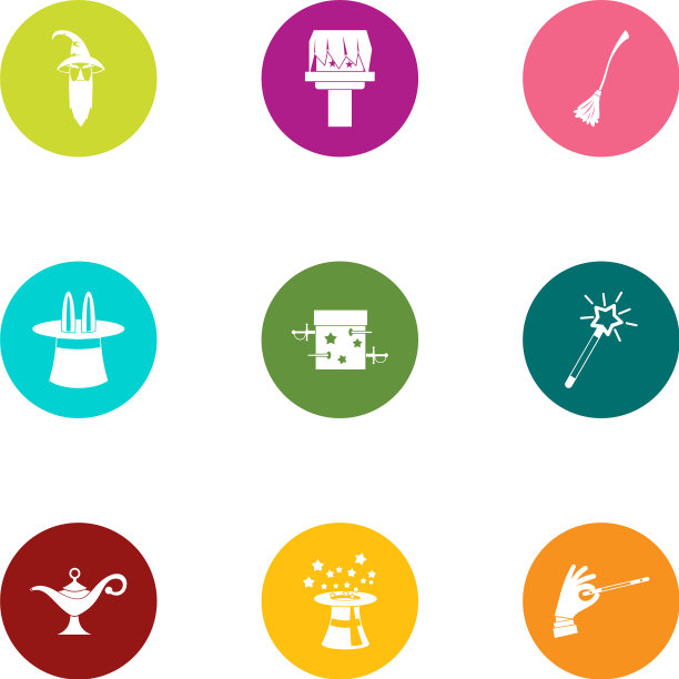 魔法图标设置扁平风格图片下载