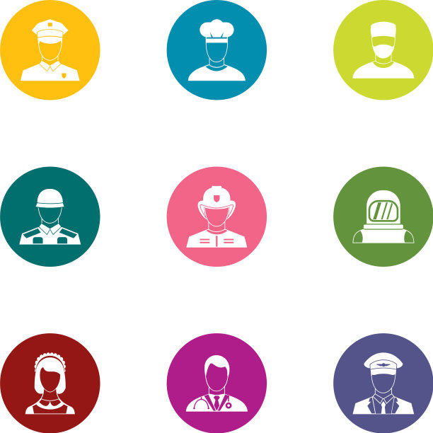 Metier图标设置平面风格图片下载