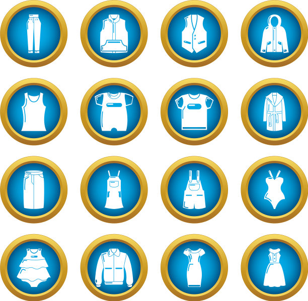 时尚着装图标设置简单风格图片下载