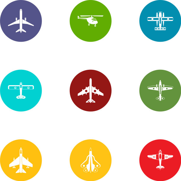 飞行员图标设置扁平风格图片下载