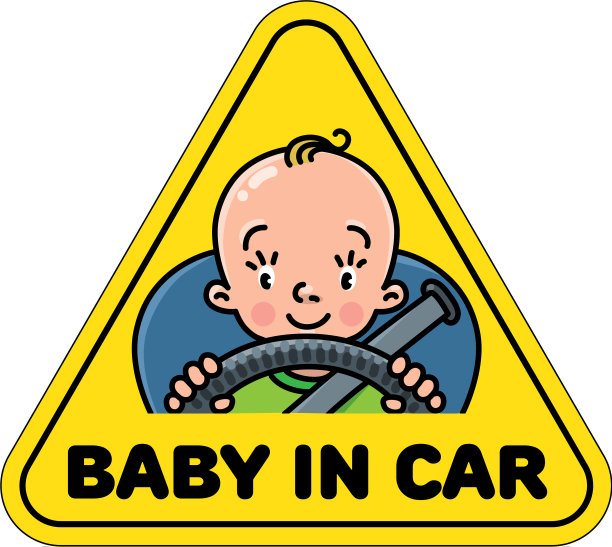婴儿在汽车后窗的贴纸或标志图片下载