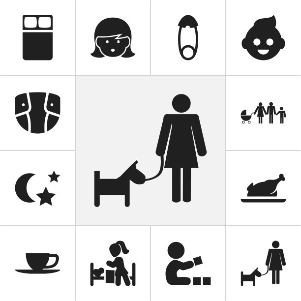 一组12可编辑的家庭图标包括符号图片下载