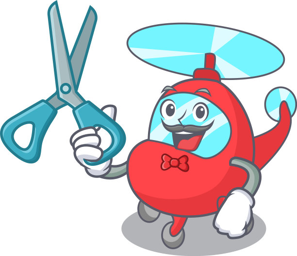 理发师直升机人物卡通风格图片下载