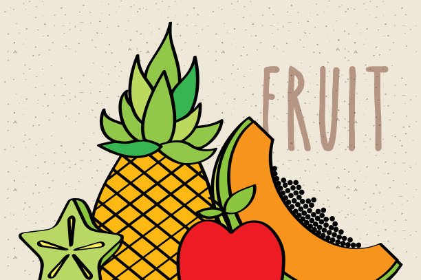 菠萝、木瓜、苹果、杨桃等水果切片图片下载