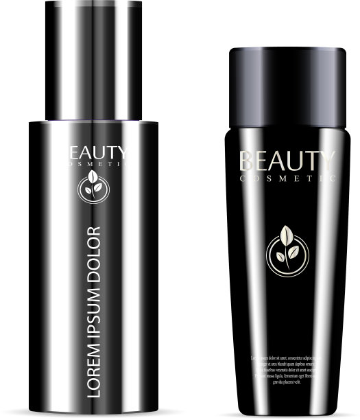 不同的逼真的黑色化妆瓶图片下载