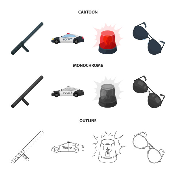 警棍，自动闪光眼镜，警用装置图片下载