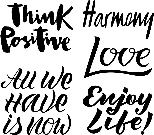 一套黑色和白色手写字母图片下载