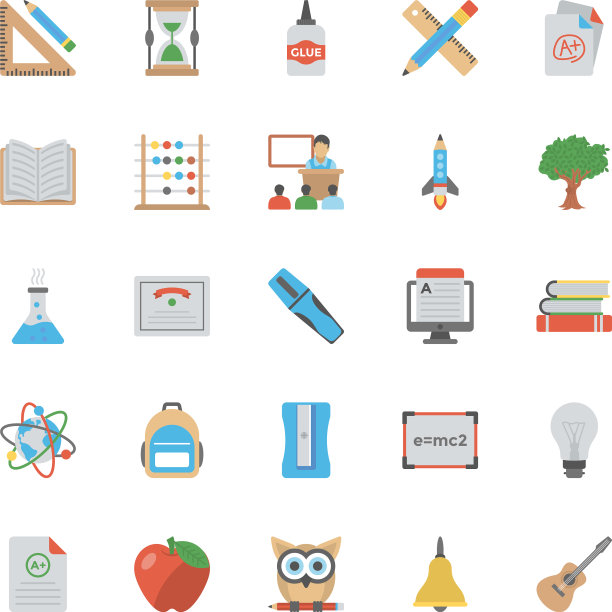 教育平面图标集图片下载