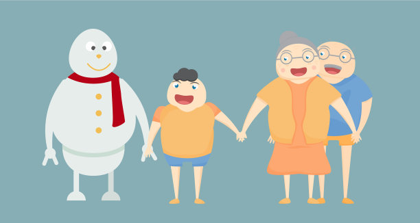 蓝色雪人和人类全家福图片下载