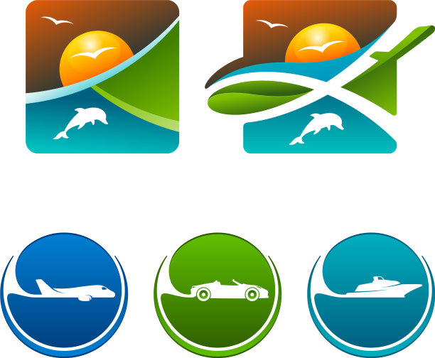 多彩的旅行和交通图标eps10图片下载