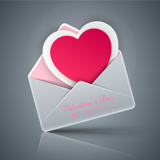 信封里装着情人节的心图片下载