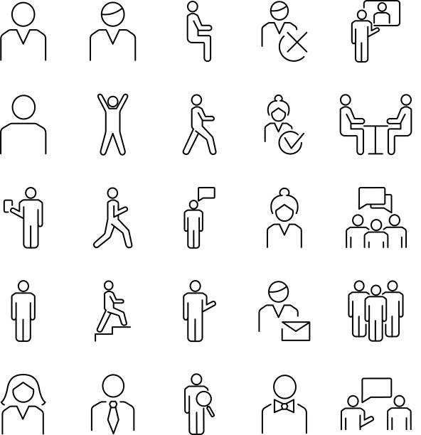 人物轮廓图标集合图片下载