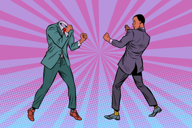 两名男子商人斗殴模式无头图片下载