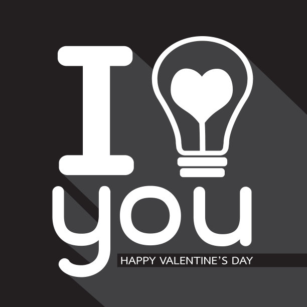 灯泡与心的想法概念快乐情人节图片下载