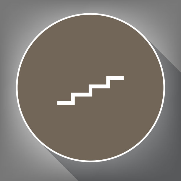 楼梯上的标志是棕色圆圈上的白色图标图片下载