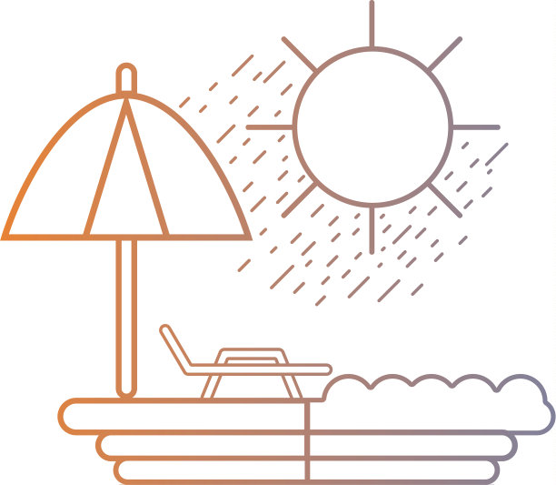 在沙滩上摆上太阳椅和雨伞图片下载