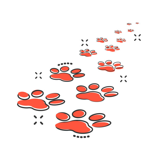 卡通爪印图标在漫画风格的狗猫图片下载