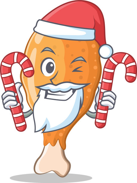 圣诞老人与糖果炸鸡卡通人物图片下载