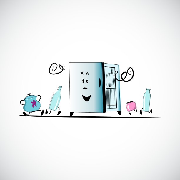 有食物背景的冰箱图片下载