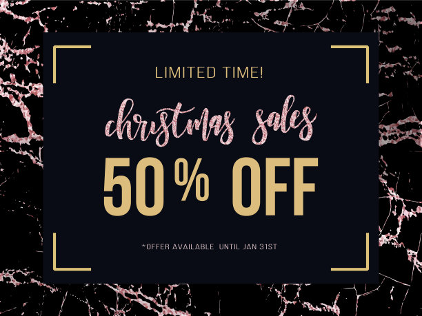 玫瑰金大理石的圣诞促销海报图片下载