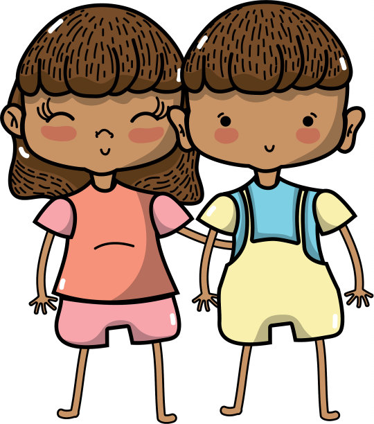 美丽女孩和男孩一起发型图片下载