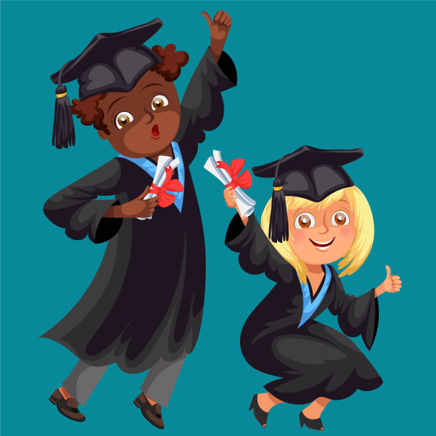 大学生海报与快乐的毕业生图片下载