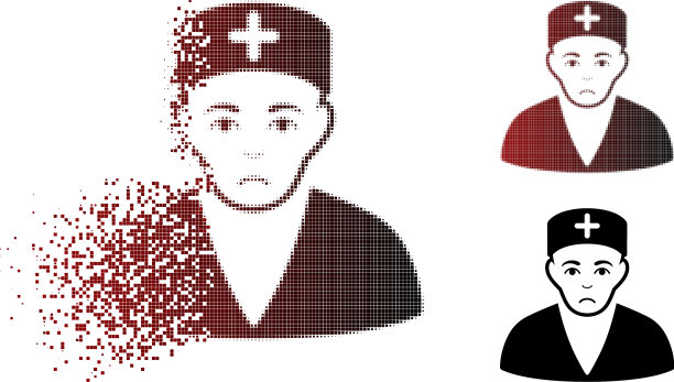 可悲的破碎像素半色调医疗图标图片下载