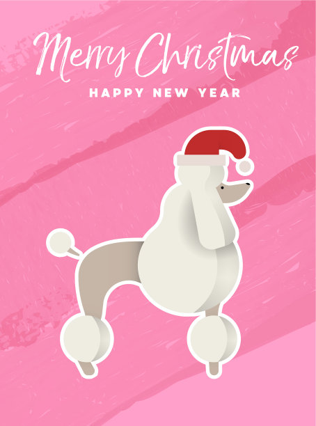 圣诞和新年假期贵宾狗卡图片下载