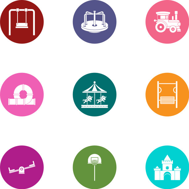 青少年操场图标设置平坦的风格图片下载