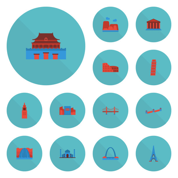 扁平图标印度清真寺建筑法院图片下载