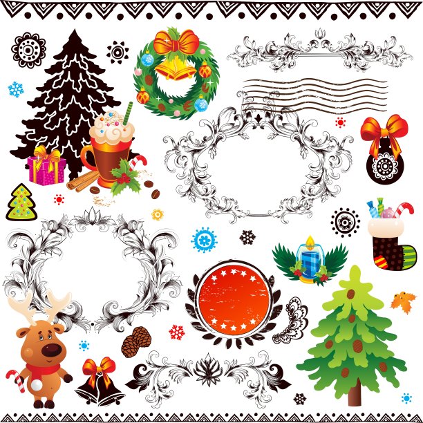 圣诞和新年装饰集图片下载