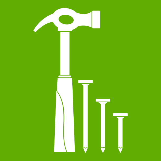 锤子和钉子图标绿色图片下载