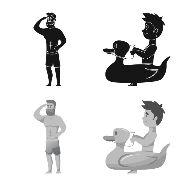 隔离对象的游泳池和游泳图标集图片下载