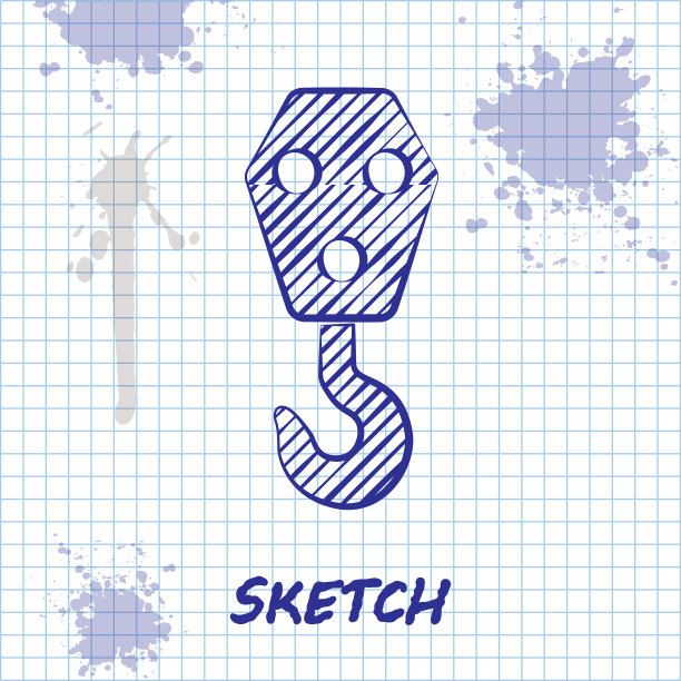 草图线工业挂钩图标孤立在白色图片下载