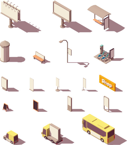 等距户外广告媒体集图片下载