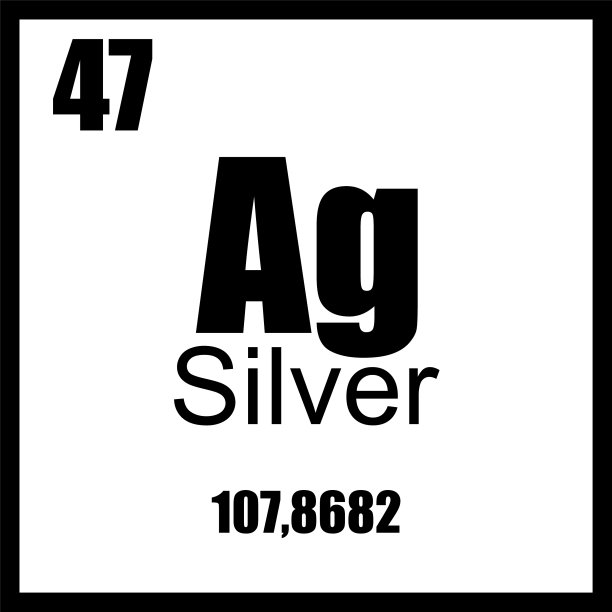 银元素周期表上的元素黑上白图片下载