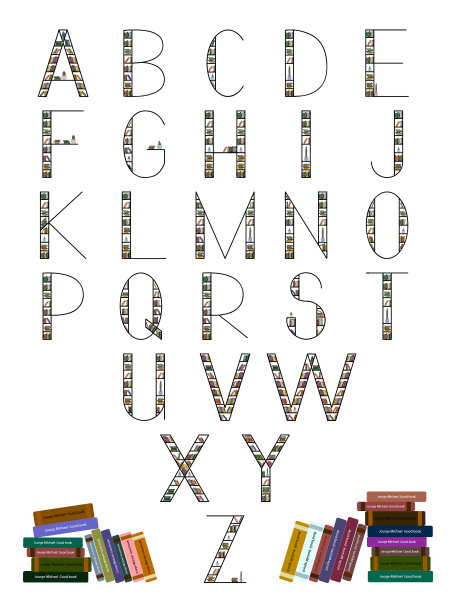 里面有书的字母表图片下载