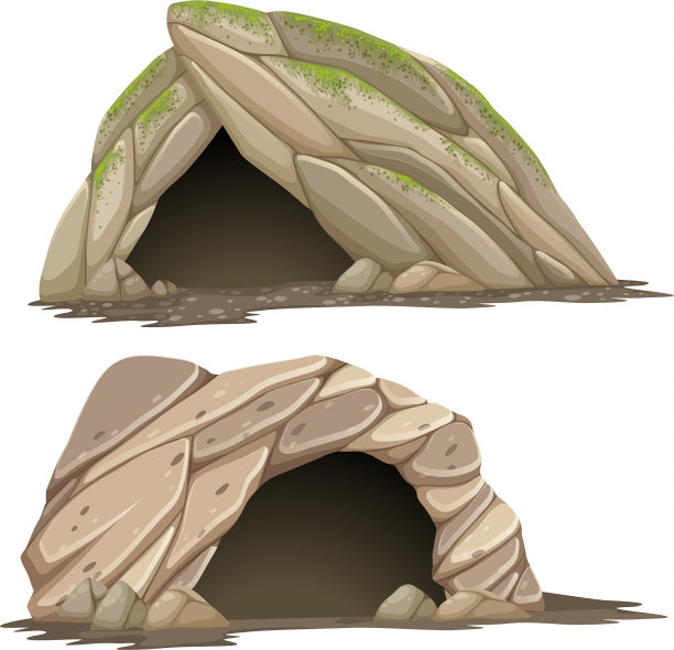 白色背景上的两个不同的洞穴图片下载
