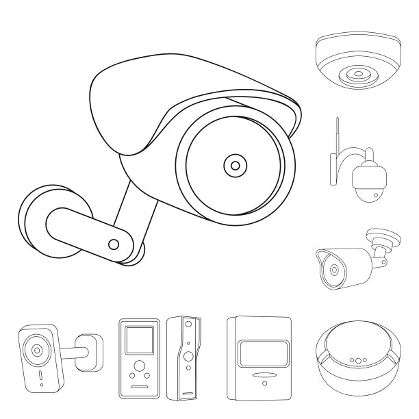 孤立对象的闭路电视和摄像机标志图片下载