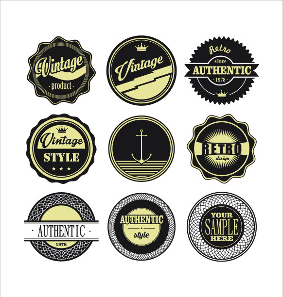 复古标签黑色和米色套装1图片下载