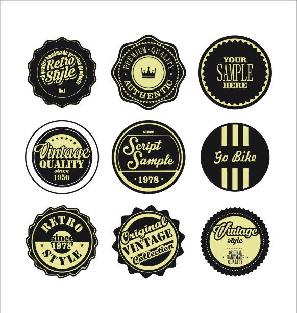 复古标签黑色和米色组2图片下载