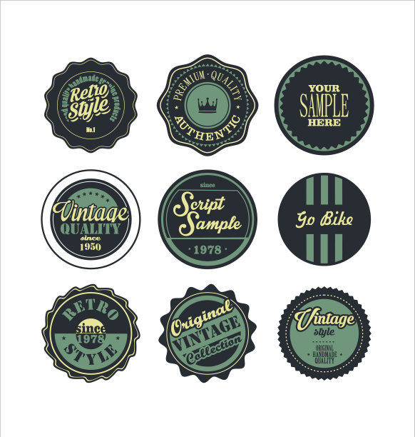 复古标签蓝色套装2图片下载