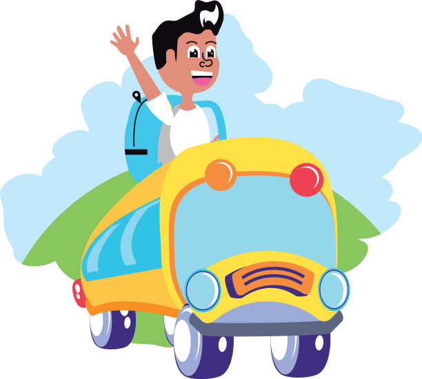 在公共汽车上接受袋装教育的小男孩图片下载