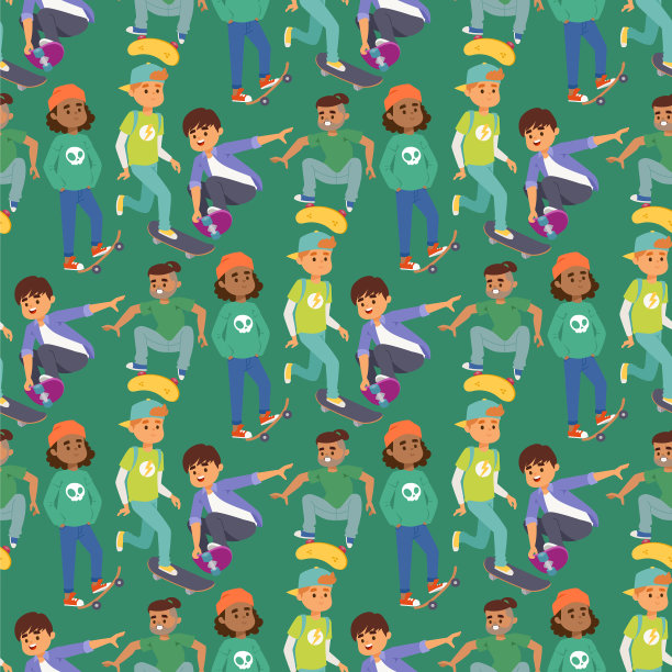 滑板角色时尚溜冰的孩子图片下载