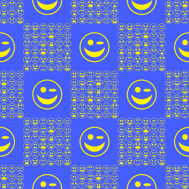 黄色微笑无缝图案图片下载