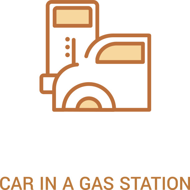 汽车在加油站的概念2彩色图标图片下载