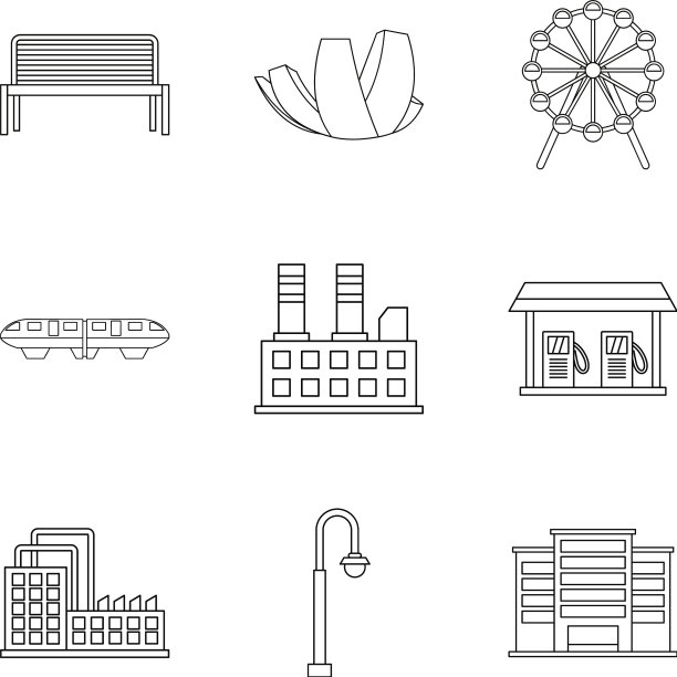 夜城图标设置轮廓风格图片下载