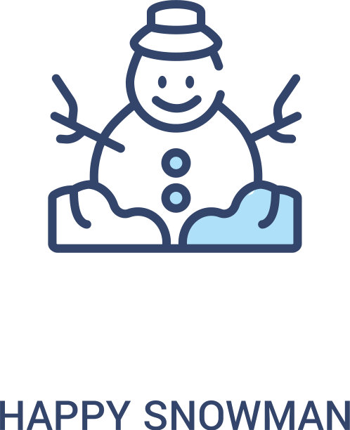 快乐雪人概念2彩色图标简单线条图片下载